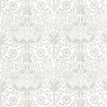 William Morris tyg Pure Honeysuckle & Tulip Embroidery Lightish Grey