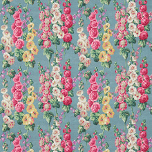 Sanderson Hollyhocks Blue/Multi Tyg