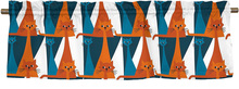 Kitty Orange/Blå Veckad gardinkappa Arvidssons Textil