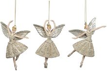 Goodwill ballerina engle - 3 stk - creme/champagne - 12 cm