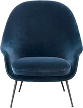 Gubi Bat High Lounge Chair - Stålben - Velluto Cotone - 970
