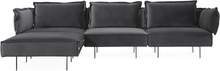 Handvark Three Seat Sofa with Chaise - Dark Grey Velour