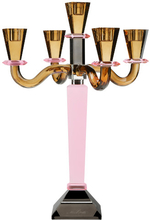 Miss Ètoile 5-armet krystal lysestage - pink/grey/amber