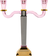 Miss Ètoile 3-armet krystal lysestage - pink/grey/amber