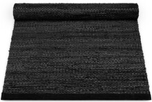 Rug Solid læder tæppe - 65x135 - Black