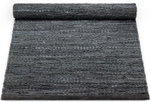 Rug Solid læder tæppe - 60x90 - Dark Grey