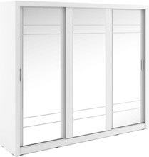 Mervyn vit garderob med spegel och inredning - Bredd 250 cm