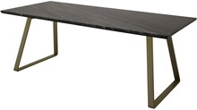 Trend Marmor spisebord - gråsort marmor og messing metal (200x90)