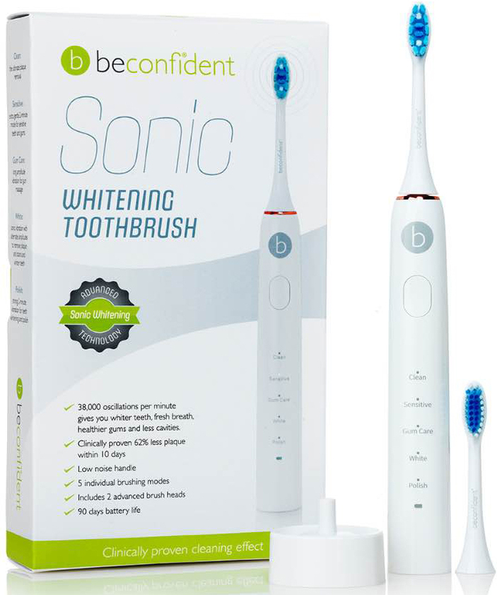 Beconfident Beconfident Sonic Whitening Toothbrush. White/rose go