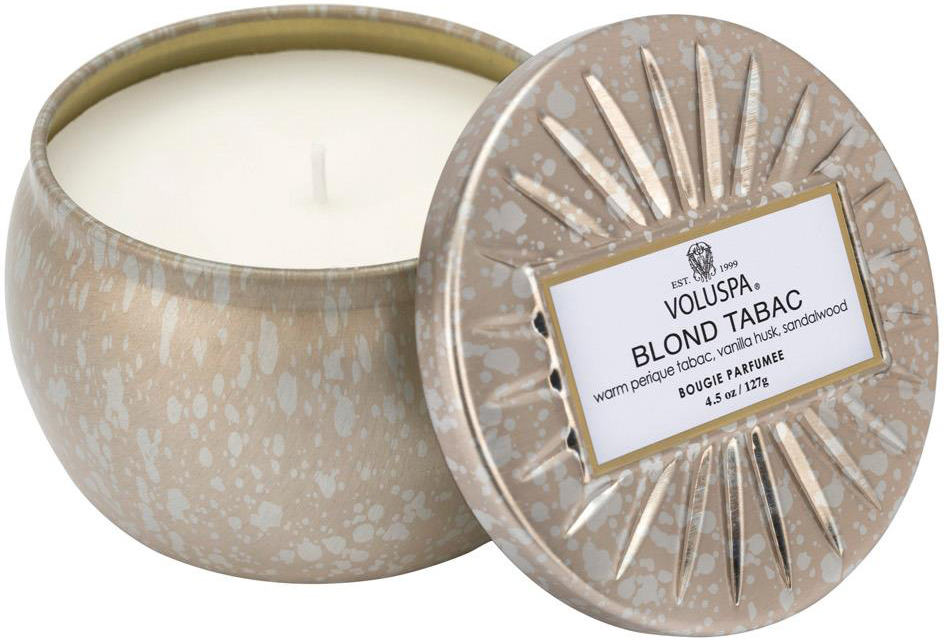 Voluspa Blond Tabac Vermeil Decorative Tin Candle 25h 127 ml