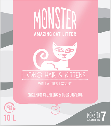 Kattsand Monster Long Hair & Kitten Scented 10L