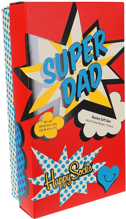 Happy Socks Sukat Super Dad 36-40 3-Pack Lahjarasia