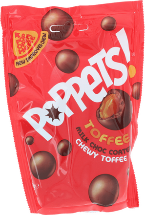 2 x Poppets Toffee Milk Choc Coated Chewy Toffee