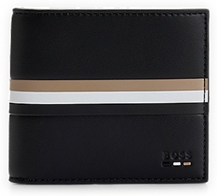 Faux-leather wallet with signature stripe