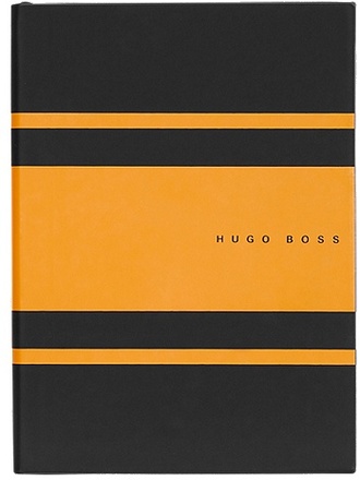 A5 notebook in faux leather with yellow stripes