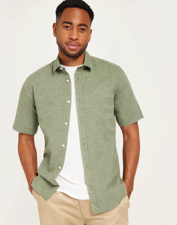Only & Sons Onscaiden Life Ss Solid Linen Shirt Kortermede skjorter Swamp