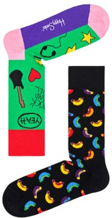 Happy socks 3P Rock Your Socks Friend Sock Schwarz/Grün Baumwolle Gr 36/40