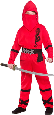 Ninja Röd Barn Maskeraddräkt - Medium