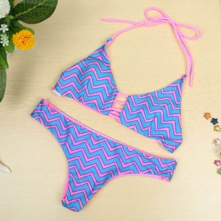 Neue Sexy Frauen Bikini Set Print Halfter drahtlose gepolsterte zwei Stück Anzug Strandbad Bademode Badeanzüge