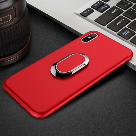 Phone Case Ultra-dünne Soft Shell PC + TPU Shock-Absorption Anti-Scratch 360 ° Schutz Handy-Gehäuse Schutzhülle Back Cover mit 360 ° Rotation Finger Ring Halter für iPhone X