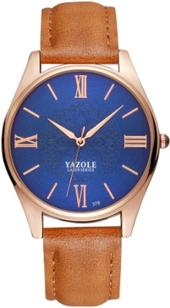 YAZOLE 376 Quarz Armbanduhr PU Leder Römische Skala Vintage Klassische Mann Uhr
