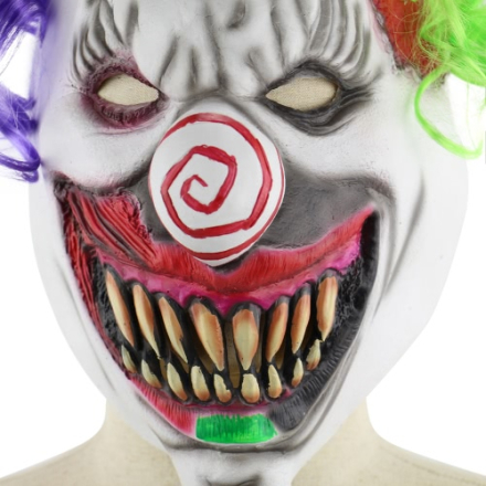 Latex Full Head Scary Toothy Clown Maske mit Hut und Haar für Halloween Masquerade Kostüm
