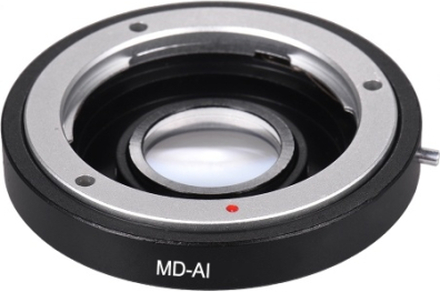 MD-AI Lens Mount Adapter Ring mit Korrekturlinse für Minolta MD MC Mount Objektiv passend für Nikon AI F Mount Kamera für D3200 D5200 D700 D7200 D800 D700 D300 D90 Focus Infinity