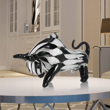 Tooarts Black & White Cattle Glasskulptur Wohnkultur Tierornamentik Geschenk-Fertigkeit-Dekoration