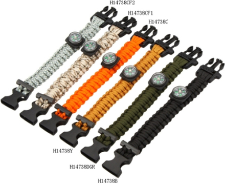 Multifarbe Paracord Fallschirm Schnur Emergency Kit Survival Bracelet Seil mit Pfeife Wölbungs Kompass Feuerstein für Outdoor Camping