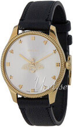 Gucci YA1264181 G-Timeless Sølvfarget/Lær Ø36 mm