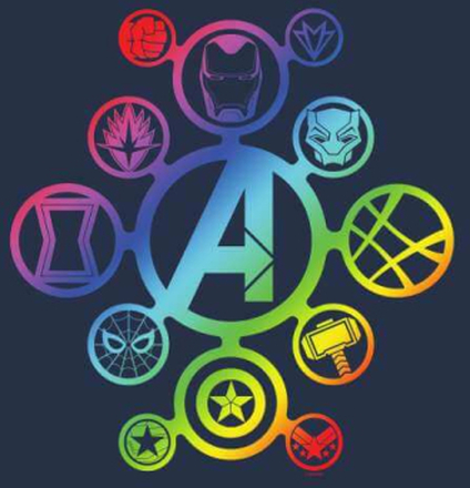 Avengers Rainbow Icon Hoodie - Navy - L
