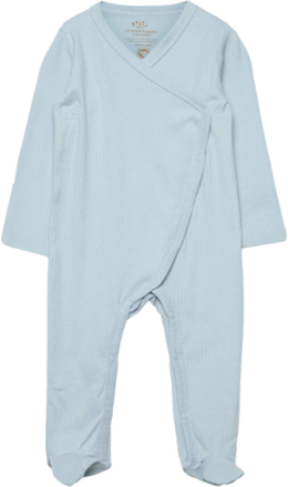 Rib Jersey Full Body Crossover Bodysuits Long-sleeved Bodysuits Pyjamas Sie Blå Copenhagen Colors*Betinget Tilbud