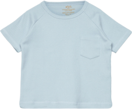 Rib Jersey T-Shirt W. Pocket T-shirts Short-sleeved Blå Copenhagen Colors*Betinget Tilbud