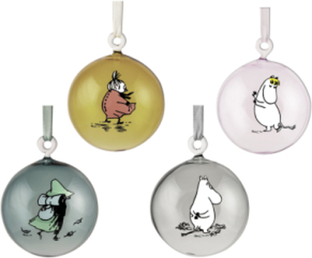 Moomin Decoration Ball Set Of 4 Home Decoration Christmas Decoration Christmas Baubles & Tree Accessories Multi/patterned Moomin