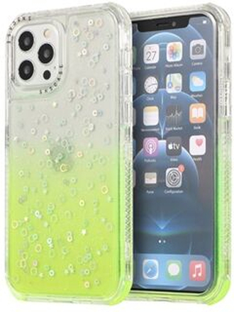 Dreamland Solid Color Gradient + Glitter Stars Design PC + TPU Hybrid Cover Shell for iPhone 12/12 P