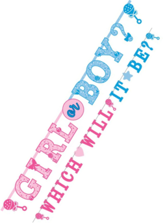 Stort Todelt Girl or Boy Gender Reveal Banner