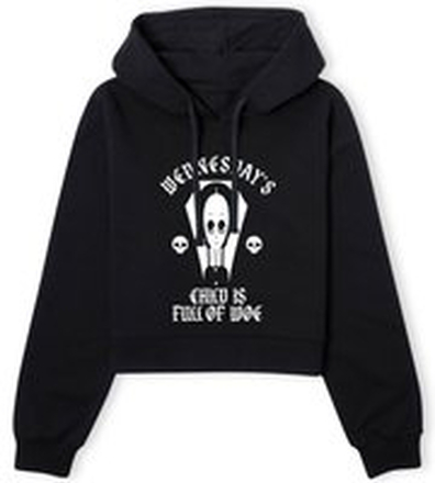 The Addams Family Wednesday's Child Is Full Of Woe Women's Cropped Hoodie - Black - S - Black