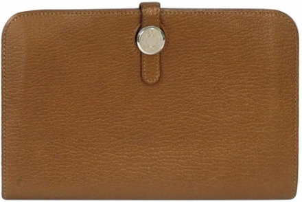 Brown Hermes Dogon Leather Long Wallet pre-eide