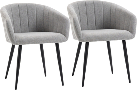 Set di 2 sedie imbottite moderne con rivestimento tessuto colore grigio chiaro