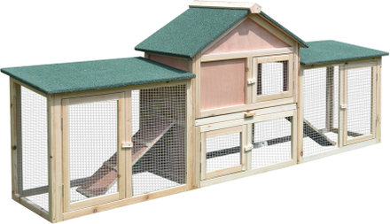 Conigliera da giardino con corsa e rampe tetto impermeabile 210x45,5x84,5cm
