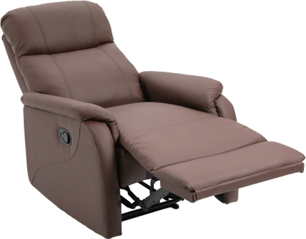 Poltrona relax manuale con schienale reclinabile e poggiapiedi colore marrone