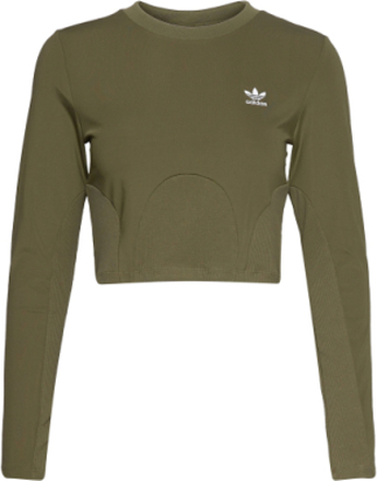 Always Original Rib Long Sleeve Top W T-shirts & Tops Long-sleeved Kakigrønn Adidas Originals*Betinget Tilbud
