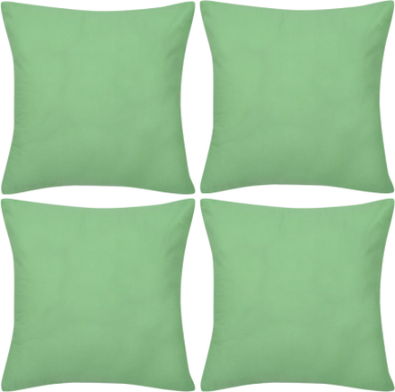 vidaXL 4 Eplegrønne putetrekk, bomull 80 x 80 cm