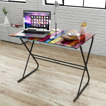 vidaXL Glass skrivebord med regnbue design