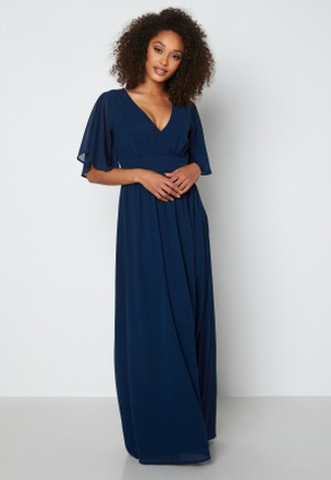 Bubbleroom Occasion Butterfly sleeve chiffon gown Navy 40