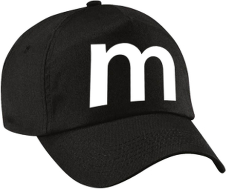 Letter M pet / cap zwart voor volwassenen - verkleed / carnaval baseball cap