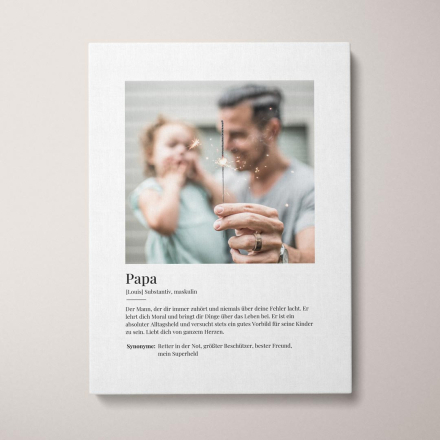 Personalisierte Fotoleinwand "Fotoleinwand Definition Papa" | Geschenk für Papa | besonderes Vatertagsgeschenk, 50 x 70 cm