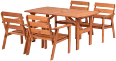 Utomhusmatgrupp bord och 4 stolar Honey