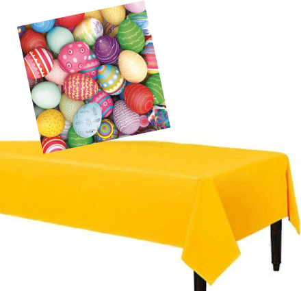 Pasen gedekte tafel set geel tafelkleed met 20x pasen thema servetten 33 x 33 cm