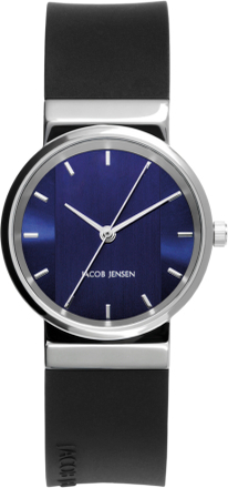 Jacob Jensen 749 Horloge New staal-rubber zilverkleurig-zwart-blauw 29 mm